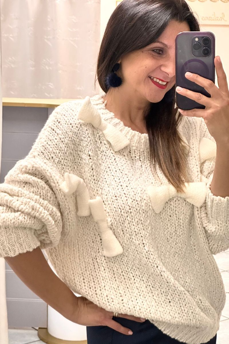 Maglione fiocco bianco