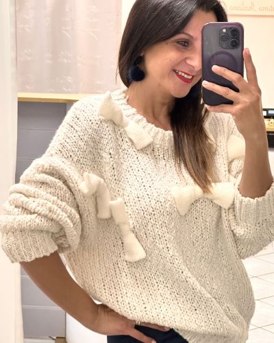 Maglione fiocco bianco