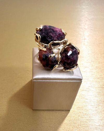 Anello in Bronzo pietre dure rodonite