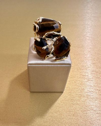 Anello in Bronzo pietre dure occhio di tigre